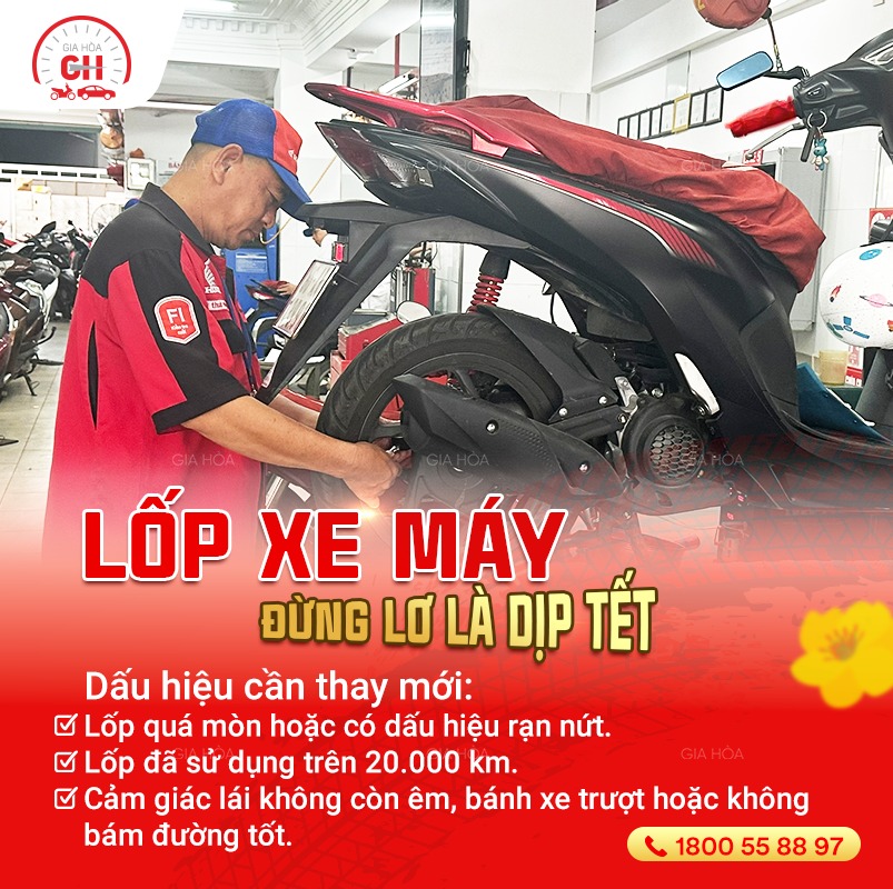 LỐP XE MÁY: ĐỪNG LƠ LÀ DỊP TẾT!