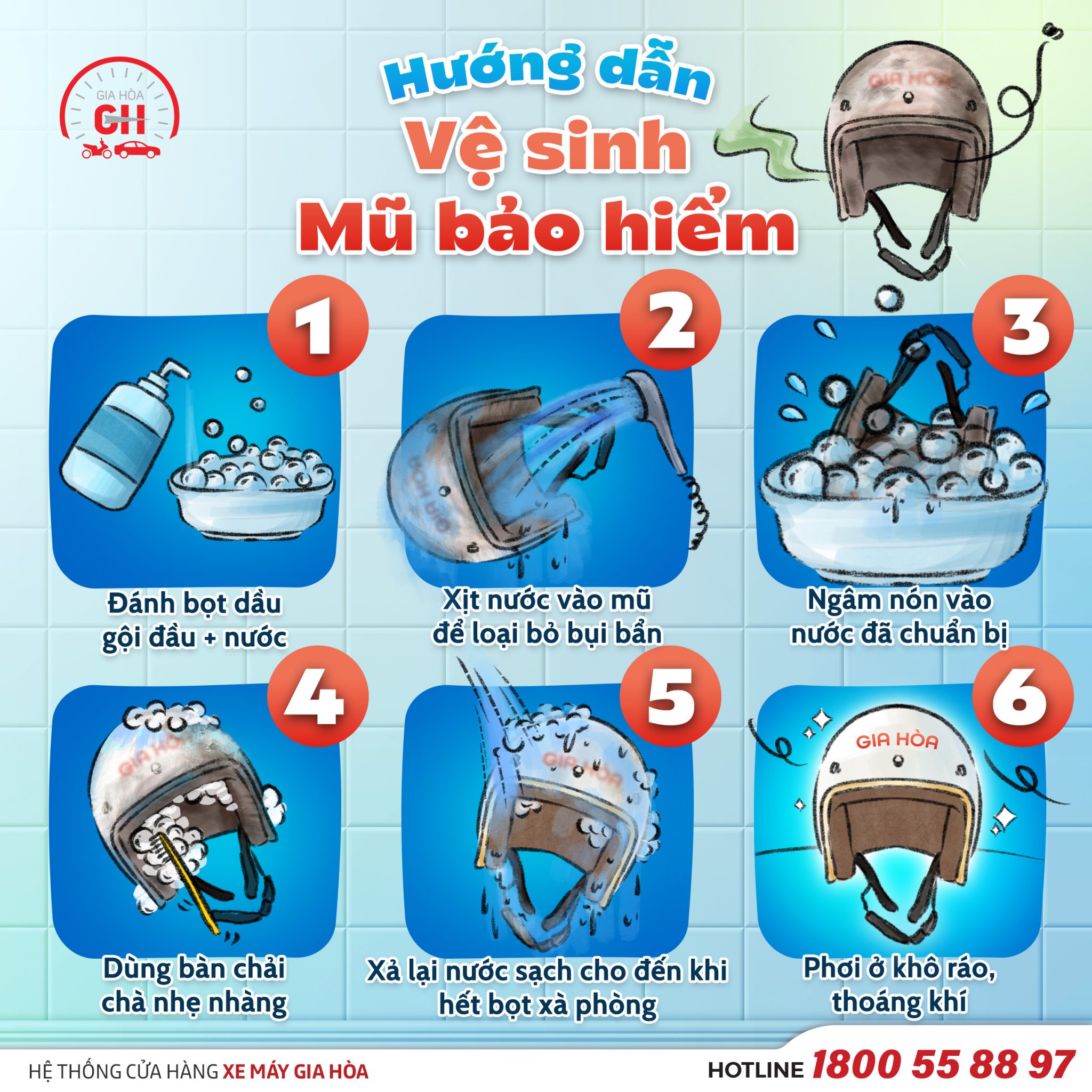 HƯỚNG DẪN VỆ SINH MŨ BẢO HIỂM