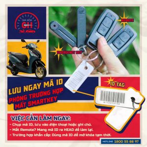 LƯU NGAY MÃ ID TAG – PHÒNG TRƯỜNG HỢP MẤT SMARTKEY!